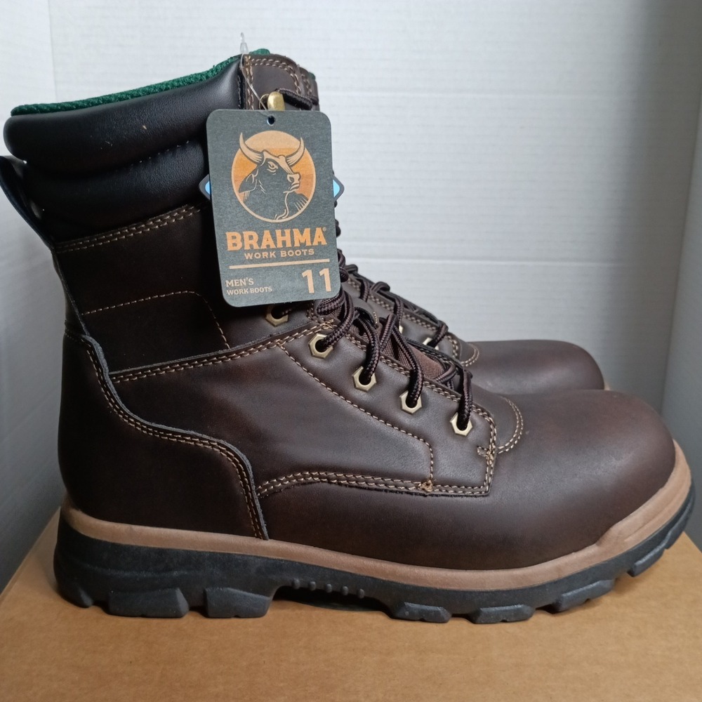 Brahma Koa Mens Steel Toe Work Boots Size 11 Brown Breathable Speed Lacing NWT